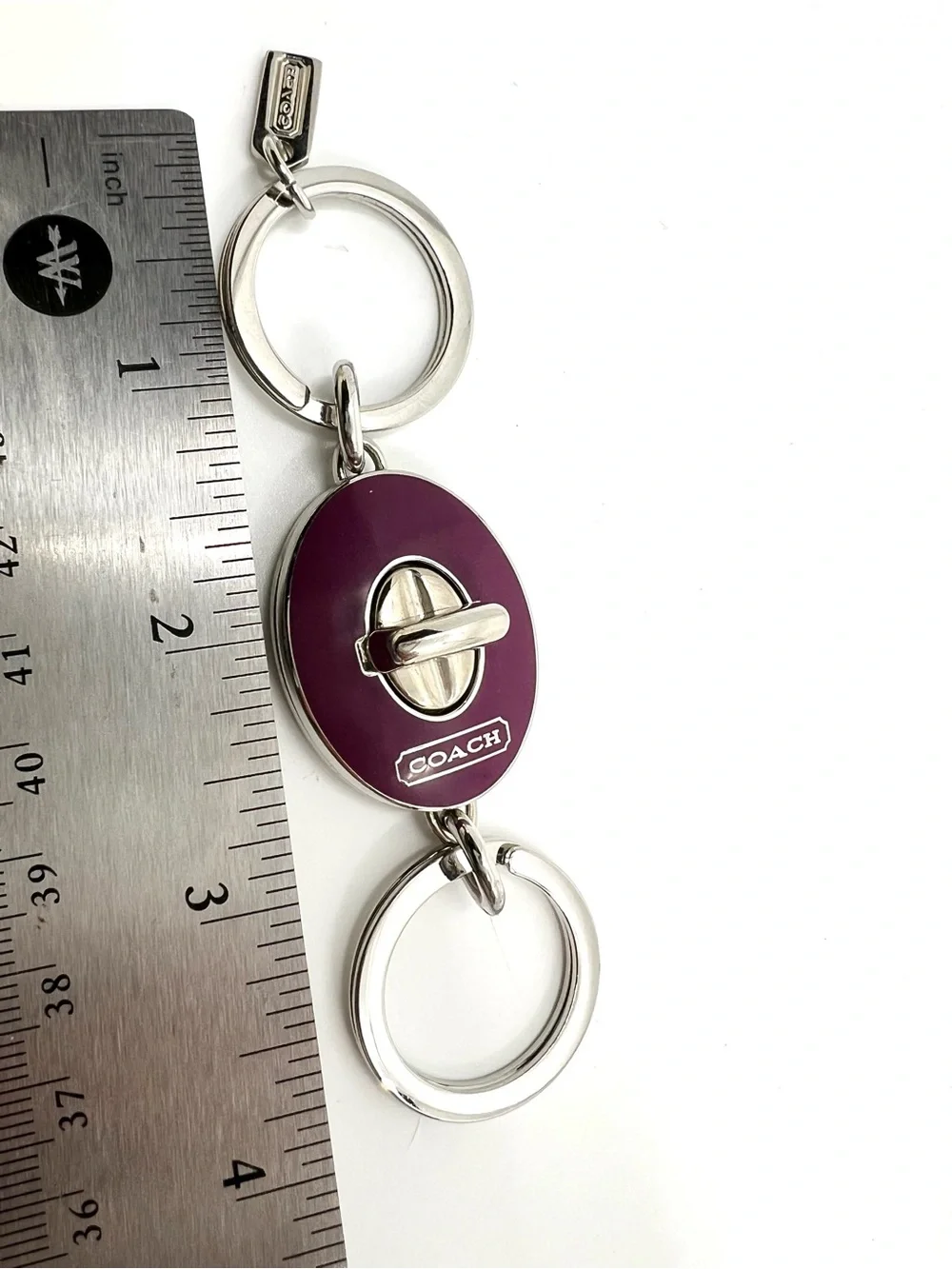 Coach Y2K Oval Purple Turnlock fob double valet keychain bag charm - like New